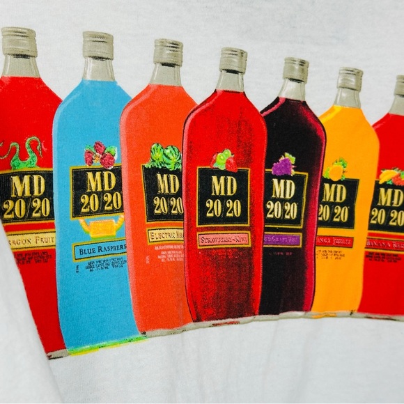 Mad Dog 2020 Alcohol Graphic Boxy Cropped Upcycled Pocket Short Sleeve T Shirt - Picture 5 of 10